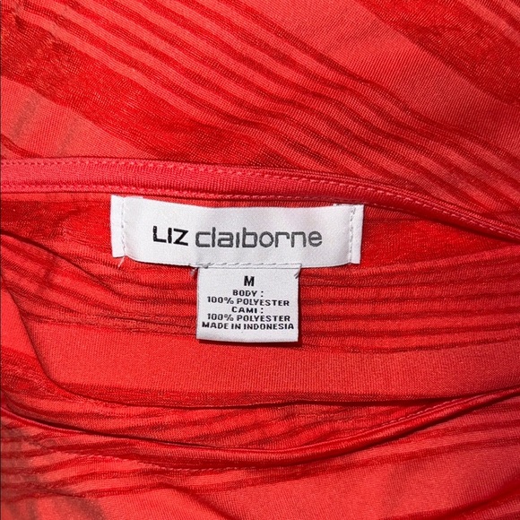Liz Claiborne Red Striped Short Sleeve Top - Picture 3 of 3